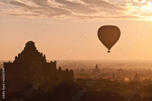 Sunset at Bagan with Air balloon