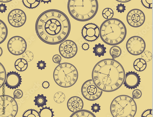 Vintage Clocks Background and EPS Pattern
