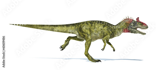 Cryolophosaurus dinosaur  photorealistic representation. Side vi