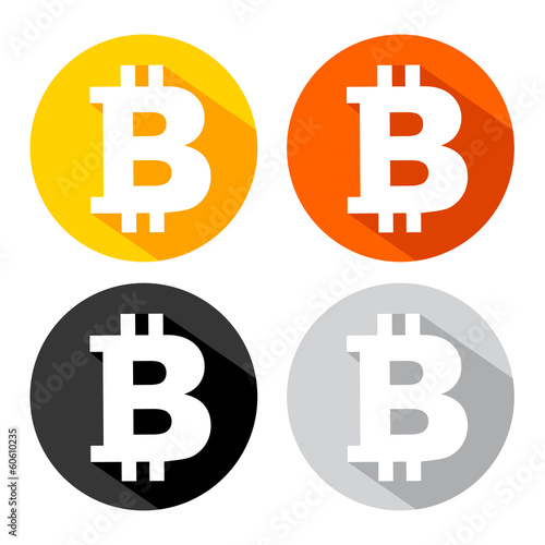 Bitcoin icon with long shadow effect