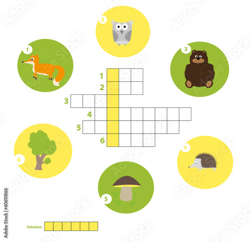 English crossword for kids- FOREST solution