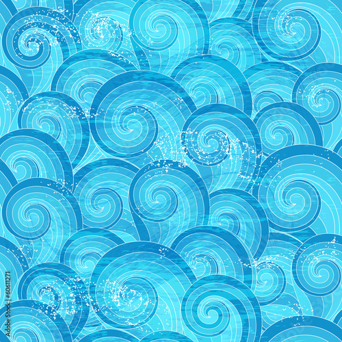 Seamless pattern with blue waves