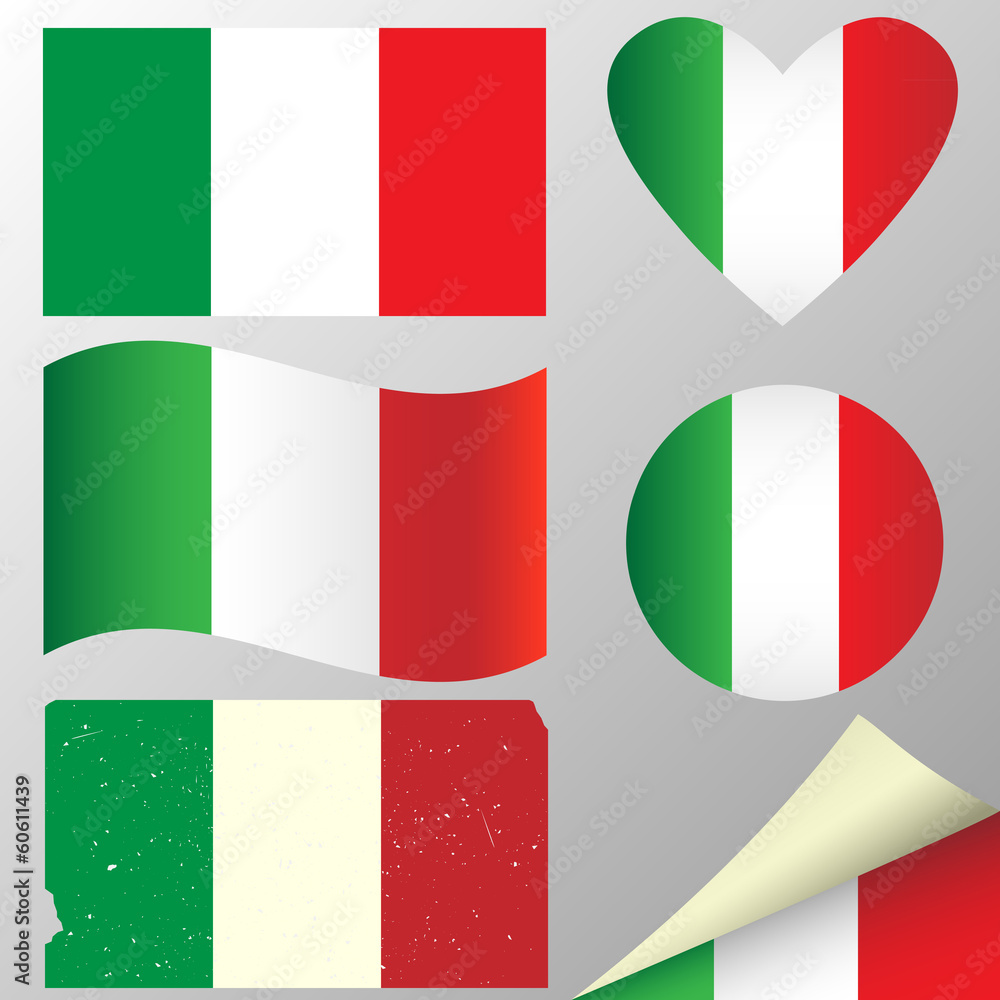 Italy flags set. Vector illustration. Italy flags set. Vector illustration.