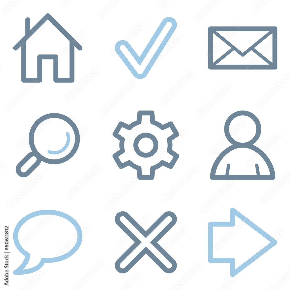 Web icons, blue line contour series Web icons, blue line contour series