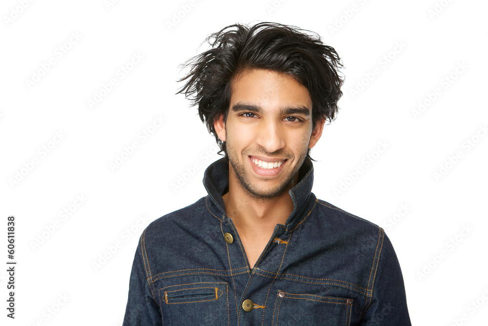 Fototapeta premium Man with denim jeans jacket smiling