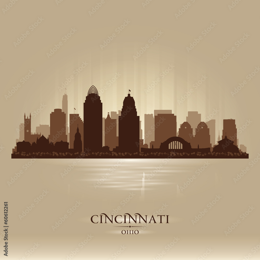 Cincinnati Ohio city skyline vector silhouette