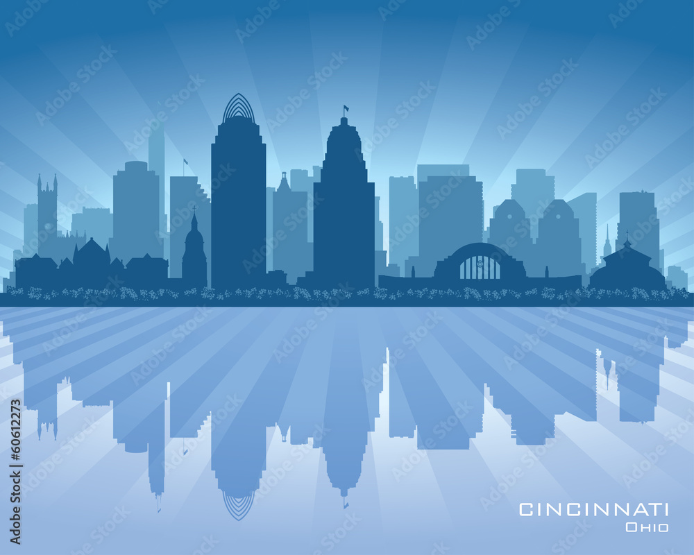Cincinnati Ohio  city skyline vector silhouette