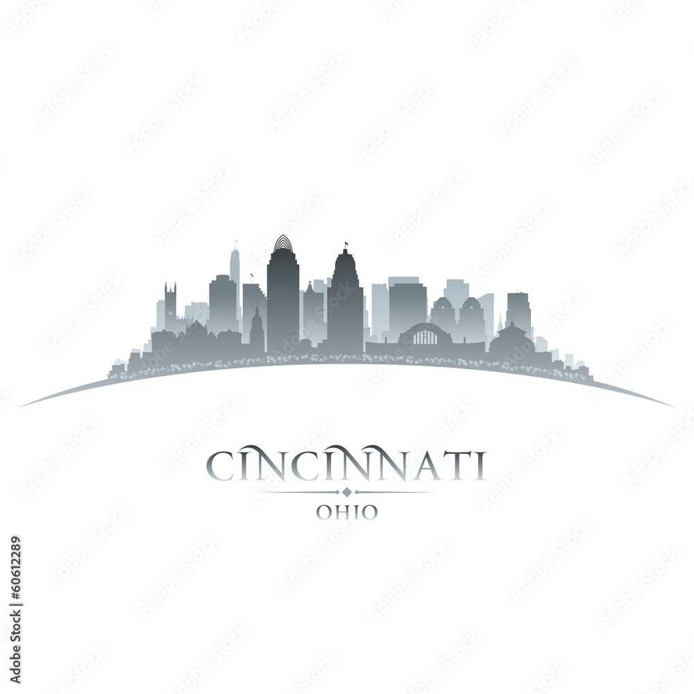Cincinnati Ohio city silhouette white background