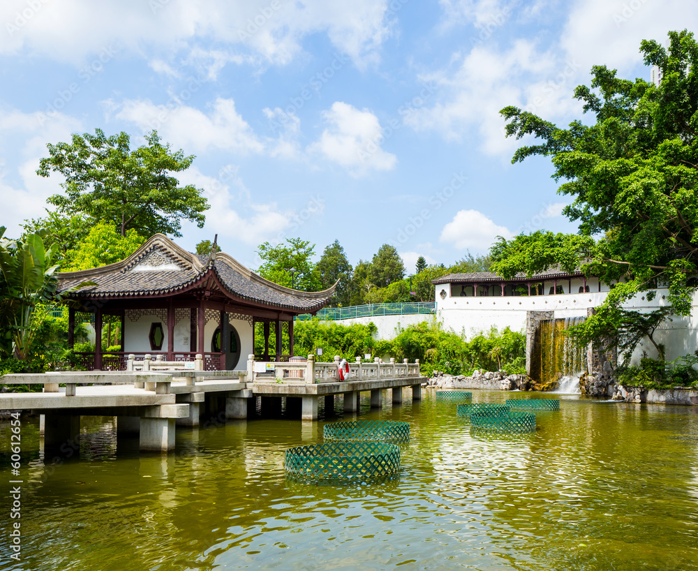 Chinese style pavilion with lake Chinese style pavilion with lake