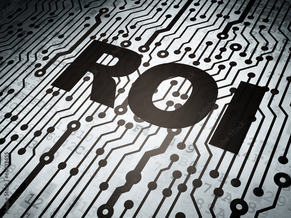 Business concept: circuit board with ROI Business concept: circuit board with ROI