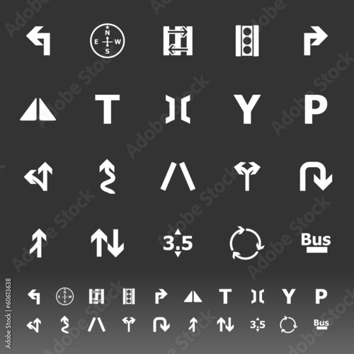 Traffic sign icons on gray background