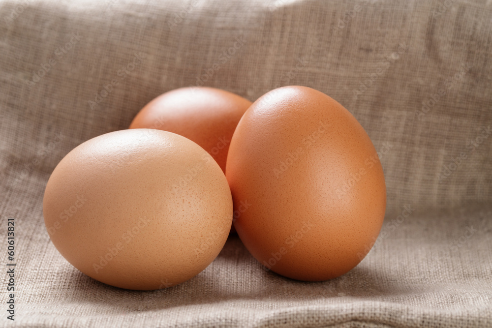 brown eggs on burlap or sack cloth brown eggs on burlap or sack cloth
