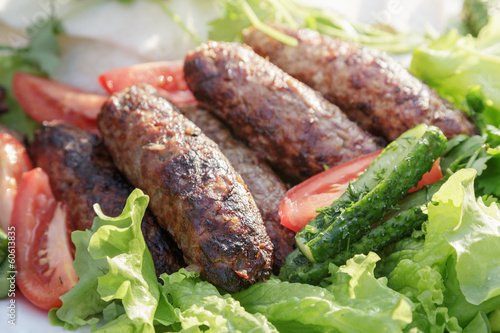 lula kebab from lamb with vegetables