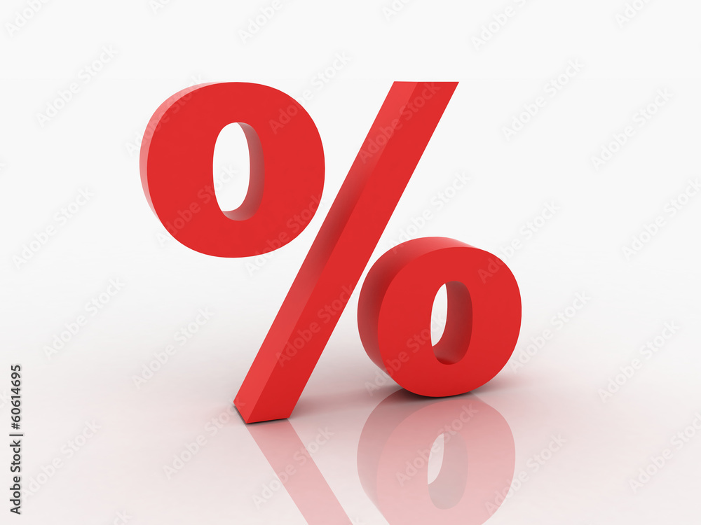 3d rendering of percent discount in red letters on a white backg 3d rendering of percent discount in red letters on a white backg