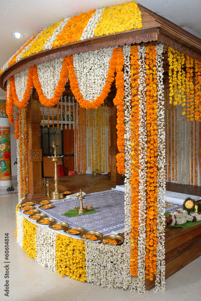 a kerala wedding flower decoration foto de Stock | Adobe Stock