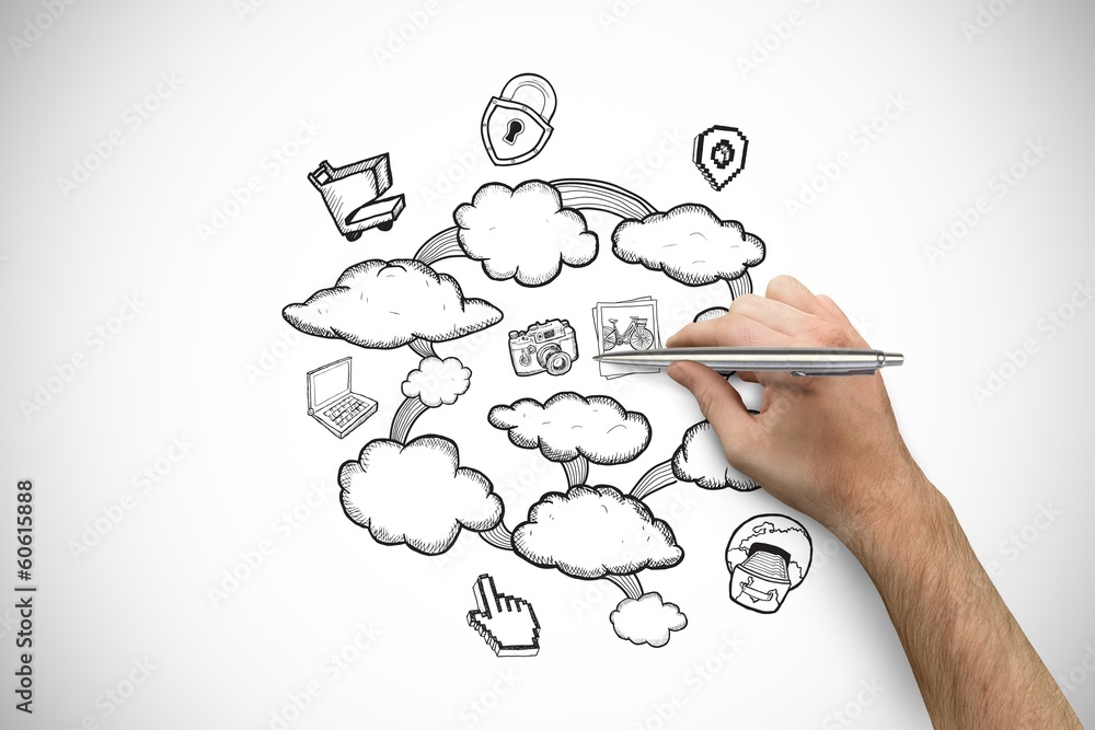 Composite image of hand holding a silver pen Composite image of hand holding a silver pen