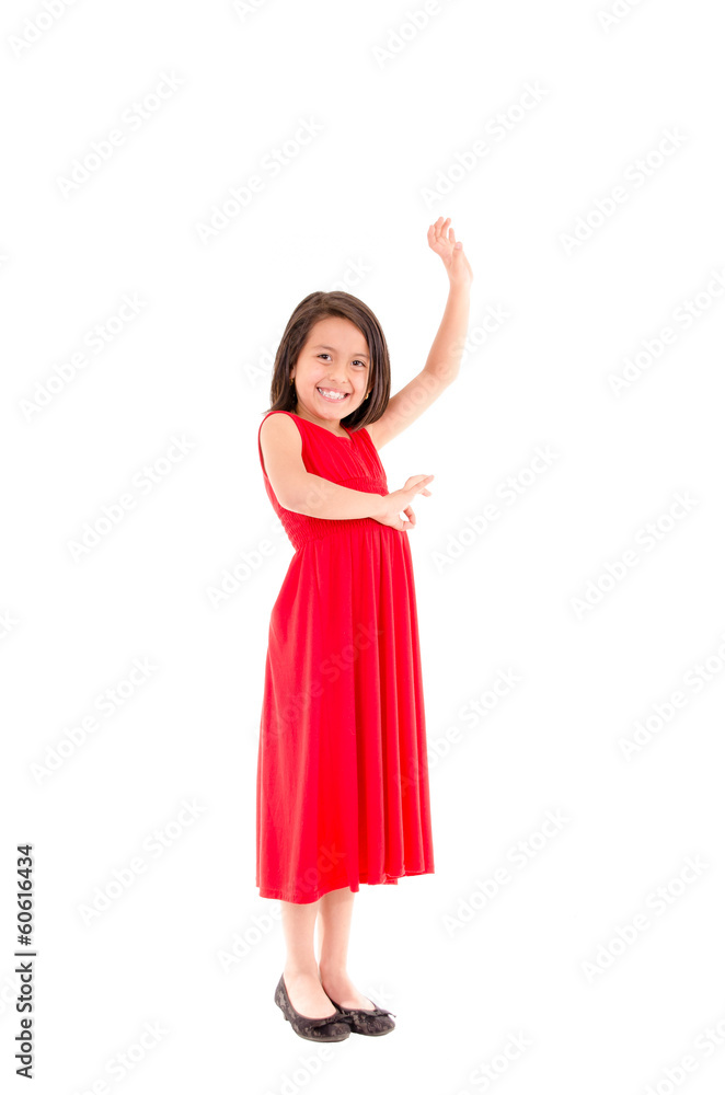 Full length portrait of a happy little girl dancing Full length portrait of a happy little girl dancing