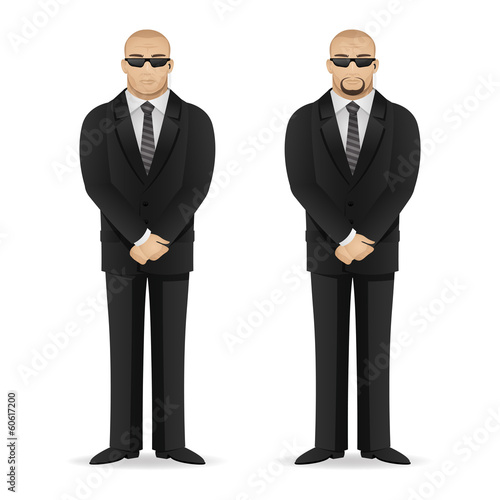Bodyguard stands in closed pose