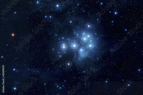 Pleiades in deep space, Elements of image furnished by NASA