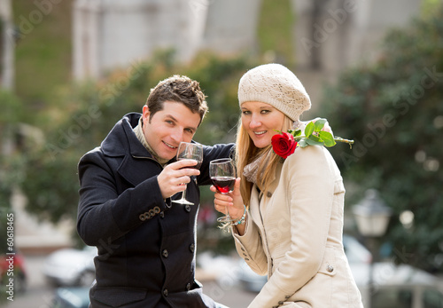 couple with a rose kissing on valentines day