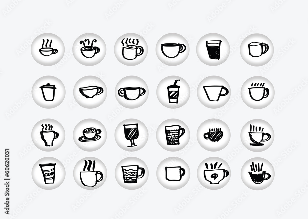 Coffee cup set or Tea cup icon collection design Coffee cup set or Tea cup icon collection design
