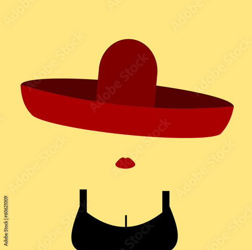 woman wearing sombrero and lipstick