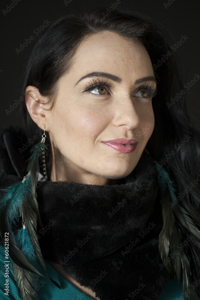Beautiful Woman on Black Background Beautiful Woman on Black Background