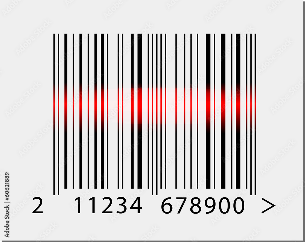 Barcode icon with red laser beam Barcode icon with red laser beam