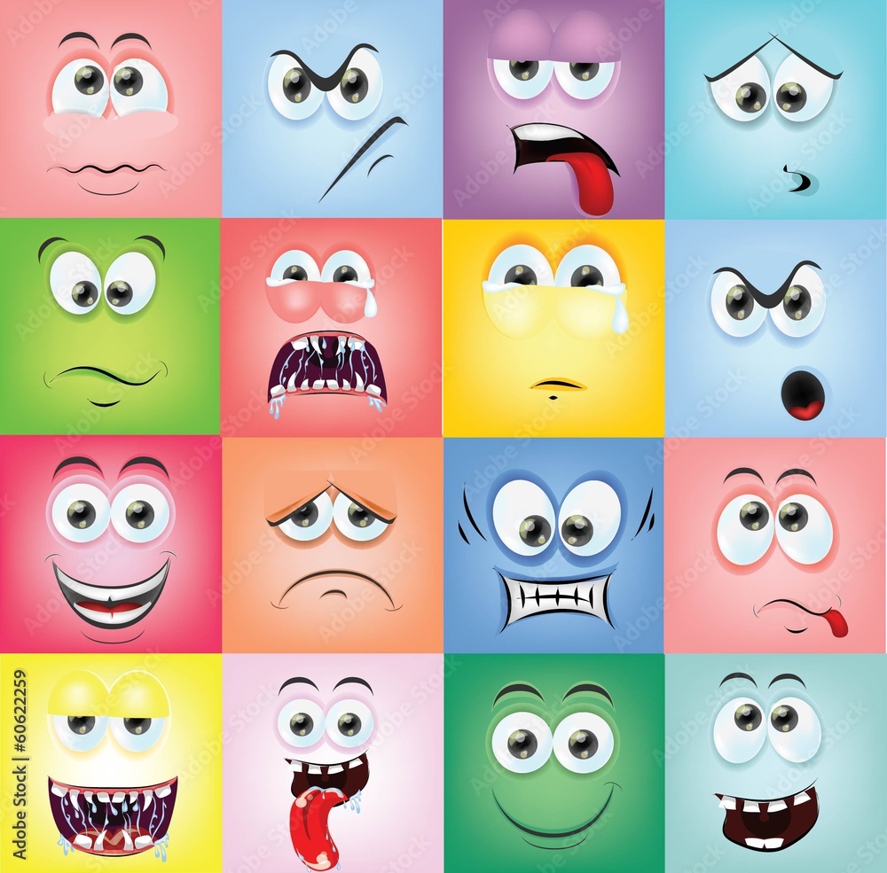 Мультфильм лица с эмоциями Мультфильм лица с эмоциями