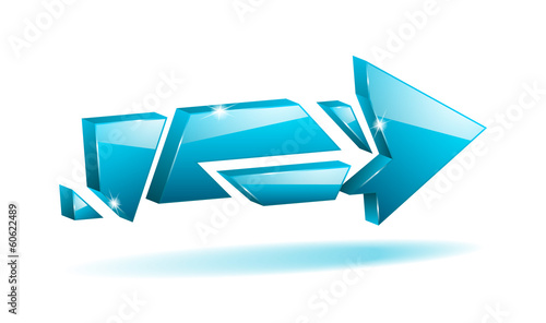 vector 3D blue broken arrow