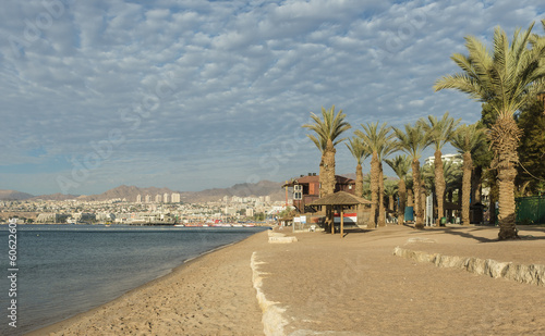 Golden beach in Eilat - famous resort in Israel