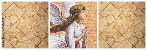 Εκτύπωση καμβά pattern with angelic mosaic and flowers