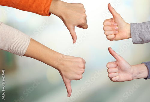 Принти на полотні Human hands on bright background