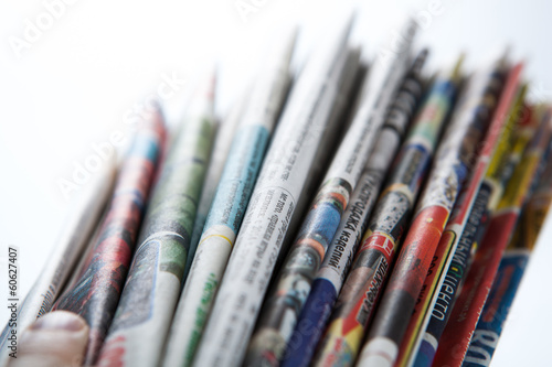 stack of newspapers close-up