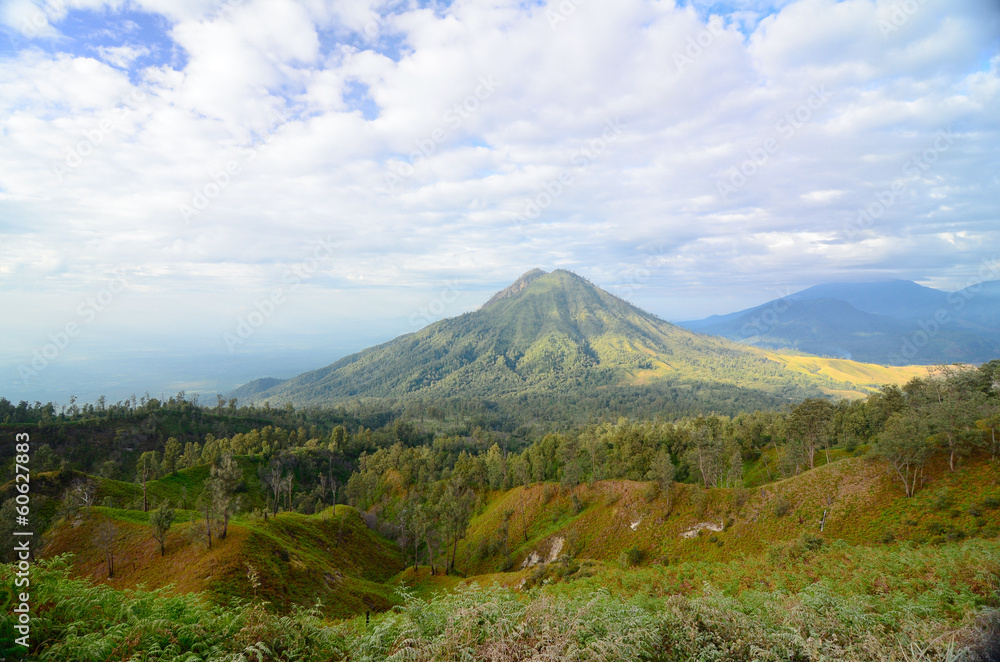 Volcano Ranti. View from the volcano Ijen. Java. Indonesia.