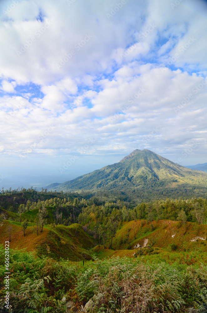 Volcano Ranti. View from the volcano Ijen. Java. Indonesia. Volcano Ranti. View from the volcano Ijen. Java. Indonesia.