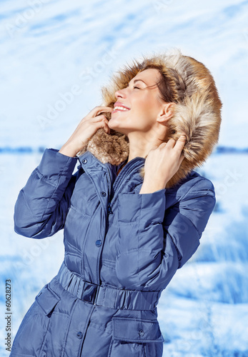 Woman enjoy winter nature