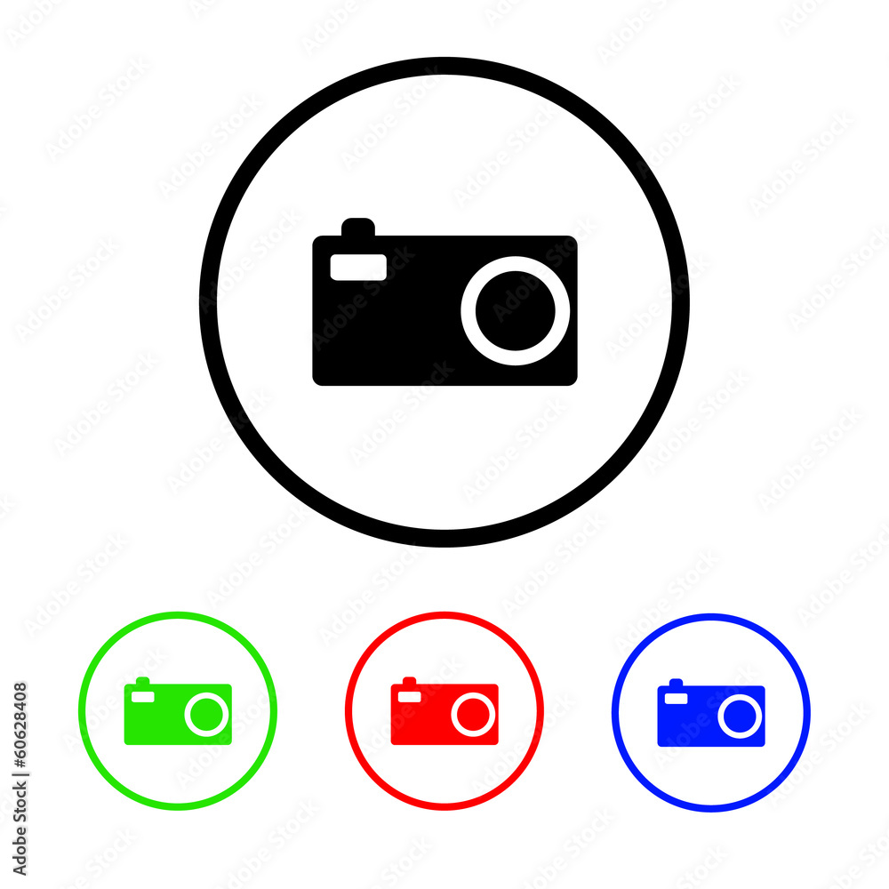 Camera Icon Illustration with Four Color Variations Camera Icon Illustration with Four Color Variations