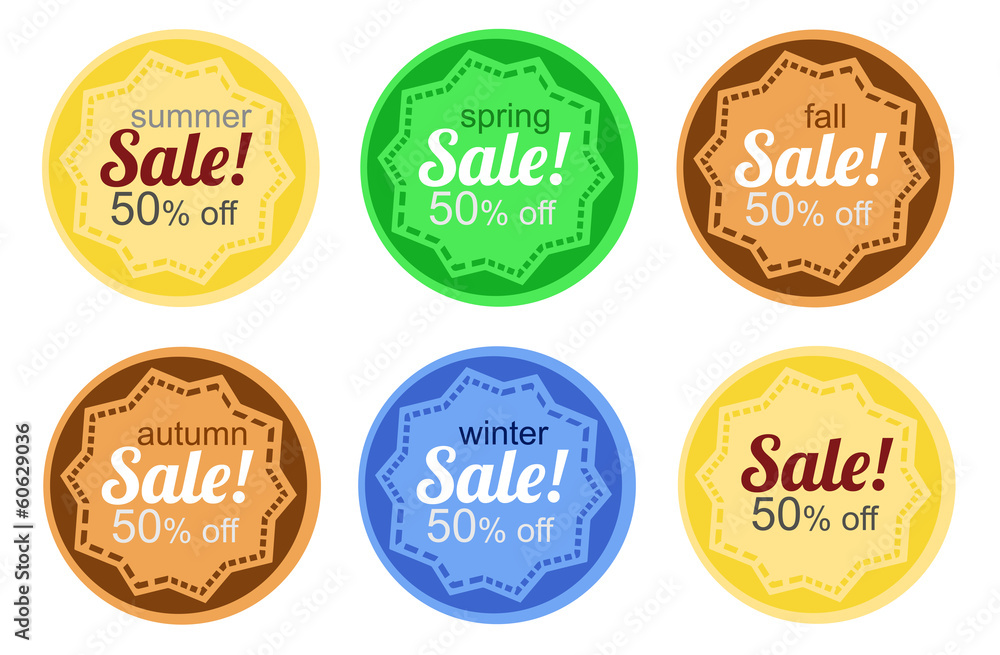 Sale stickers according to the annual seasons