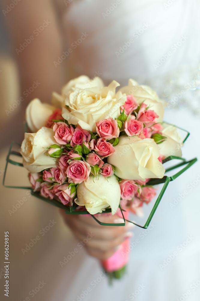 Beautiful bouquet in hand of bride