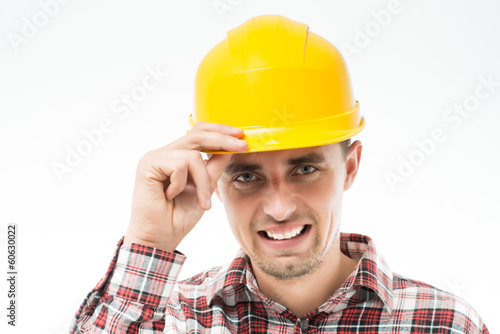 Worker in yellow helmet