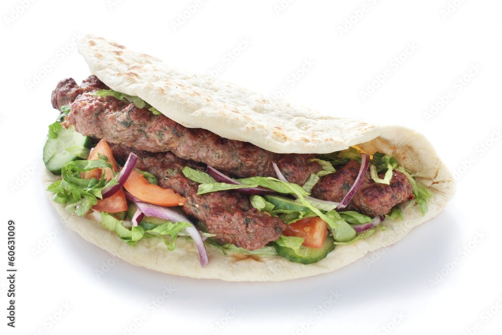 Indian Shish kofta kofte kebab naan sandwich