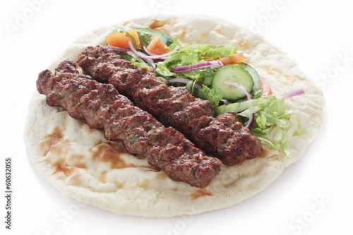 shish kofta kofte kebab naan sandwich photo