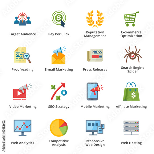 SEO & Internet Marketing Flat Icons - Set 3
