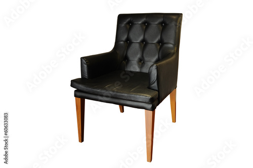 Black leather armchair isolated  clipping path