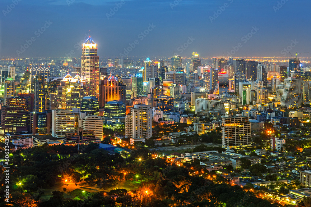 Obraz premium Green area in Modern Commercial City (Bangkok)