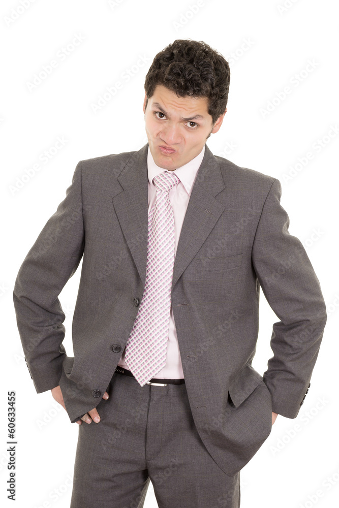 hispanic stressed businessman in suit