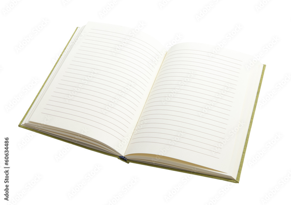 Open notebook isolated on white background Open notebook isolated on white background