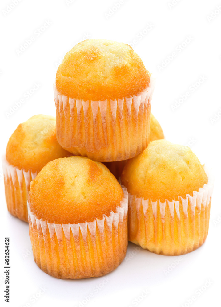 cup cakes stack up on a white background cup cakes stack up on a white background