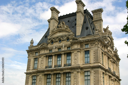 Traditional tall and square building in Paris, France.